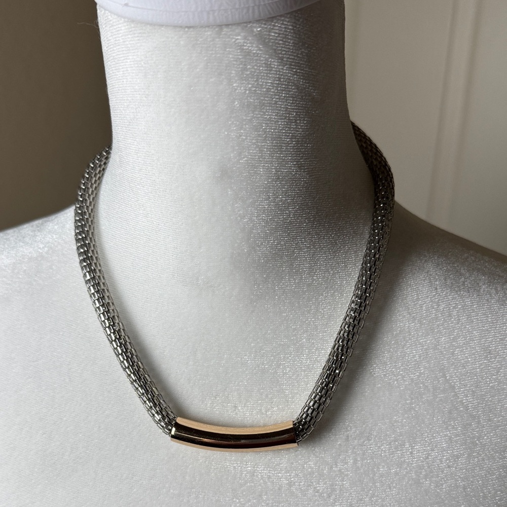 Silver and Gold Tone Costume‎ Necklace. Adjustable closure